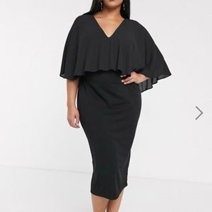 Black Cape Midi Dress 16 ASOS Curve